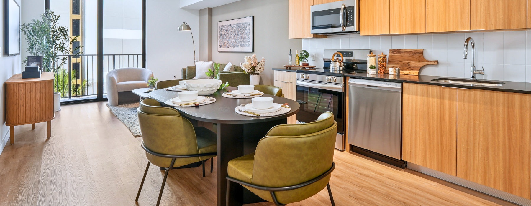 Well-lit kitchen with ample counter space